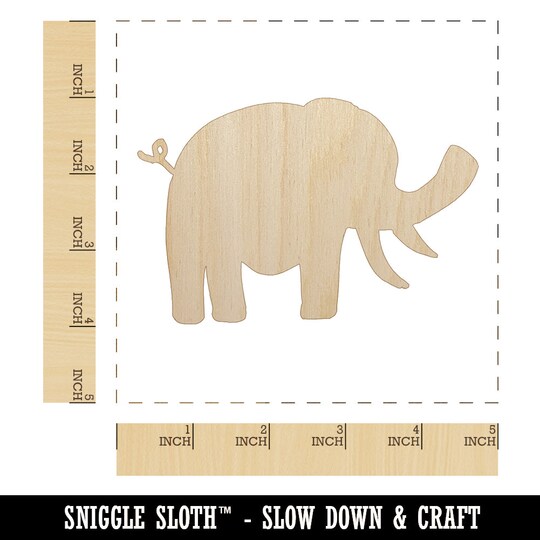 Sniggle Sloth; Elephant Doodle Solid Unfinished Wood Shape Piece Cutout for DIY Craft Projects; Category:Words & Shapes; Image:1